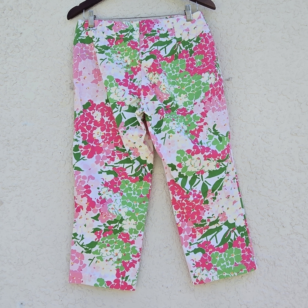 Ralf Lauren Floral Pink and Green Cropped Pants - Picture 2 of 7